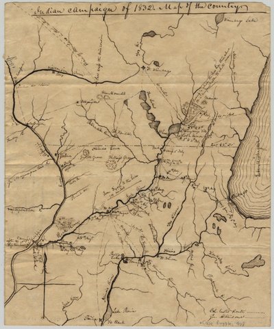 Campagna indiana del 1832: Mappa del paese, 1832 da Edwin Rose